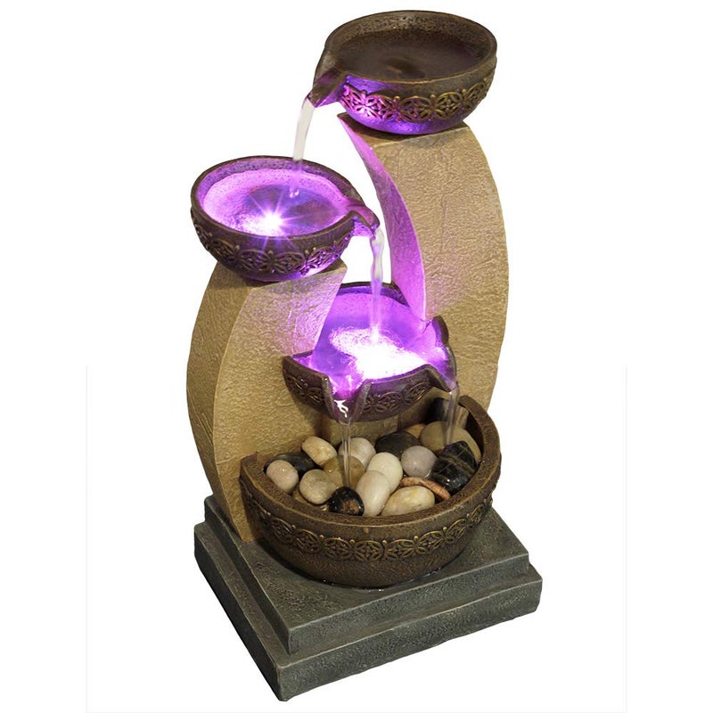 Nature's Mark 11" H Golden Tiered Bowl Fountain with Color Changing LED Lights with Adapter Brown - Image 4